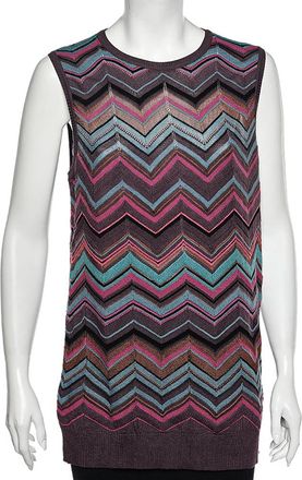 M Missoni Multicolored Perforated Knit Sleeveless Top