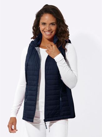 Casual Looks Steppweste CASUAL LOOKS, Damen, Gr. 38, blau (marine), 100% Polyester, Wattierung:100% Polyester, unifarben, Westen Steppweste