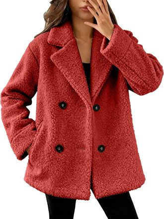 Generic Suede Jackets For Women Fleece Jacket Womens Parka Coat Trench Coats Sport Jacket Plus Size Fleece Pockets Jackets Ladies Coats Parka Overcoats Trench