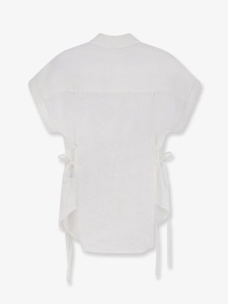 Closed Short-Sleeve Linen Shirt - White