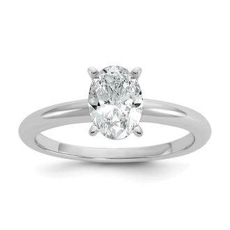 Diamond2Deal 14k White Gold 1 Ct Certified Lab Grown Diamond Oval Solitare Engagement Ring