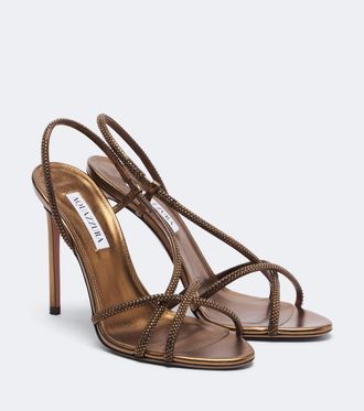 Aquazzura Horizon Crystal leather slingback sandals
