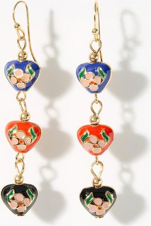 Simons Womens Flower-heart long earrings