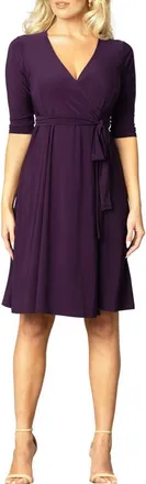 Kiyonna Essential Midi Wrap Dress in Plum Passion at Nordstrom, Size X-Small