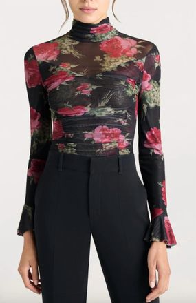 Cinq &agrave; Sept Baroque Roses Lucy Top In Obsidian Multi