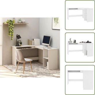 vidaXL The Living Store Scrivania Angolare a L Bianca 120x140x75cm in Legno Multistrato - Scrivania da ufficio