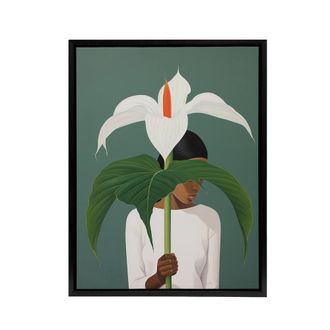 Artery8 Giant Peace Lily Plant Lover Framed Canvas Wall Art Print in Green | Size: W24 x H32