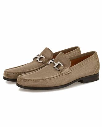 Ferragamo Mens Grandioso Gancini Bit Loafer In Safari