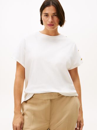 Tommy Hilfiger Kurzarmshirt »CRV GOLD BUTTON SS TEE« in grossen Grössen