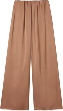 Oltre Palazzo Broeken in Viscose Satijn - Dames - Wijde Broeken - Bruin - XL - Satijn - Broeken