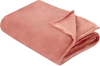 Beliani Manta Roja 150 X 200 Cm Poli&eacute;ster Colcha Cubrecama Suave Moderno Bayburt