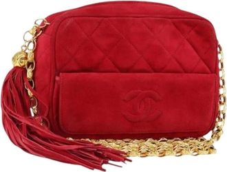 Chanel Pre-owned Cross Body Bags, female, Red, Size: ONE SIZE Pre-owned Vintage Suede Cross Body Bag