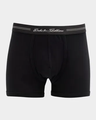 Dolce & Gabbana Men & apos;s Jersey Stretch Logo Script Boxer Briefs