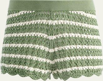 Alice & Olivia Bobbi Striped Pointelle Shorts