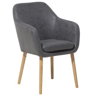 Beliani Beliani - Silla De Comedor Con Asiento Acolchado Tapizado En Piel Sint&eacute;tica Gris Con Patas De Madera Yorkville