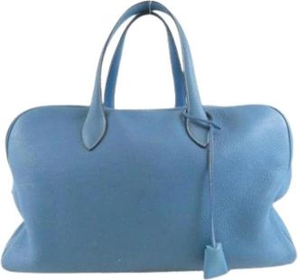 Herm&egrave;s Pre-owned Boston Bag - Dames - Vintage Handtas - Blauw - ONE Size - Leer - Vintage