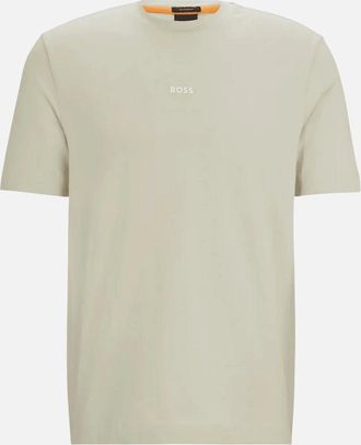 HUGO BOSS Mens T-Chup Logo Print Relaxed Fit Beige T-Shirt - Cream - Size: 36