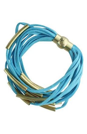 Olivia Welles Bali Faux Suede Layer Bracelet in Gold/Blue at Nordstrom Rack