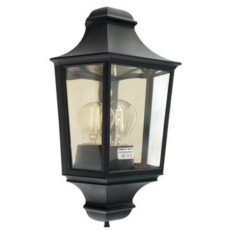 Netlighting Turin 1 Light Outdoor Wall Half Lantern Light Black IP65 E27