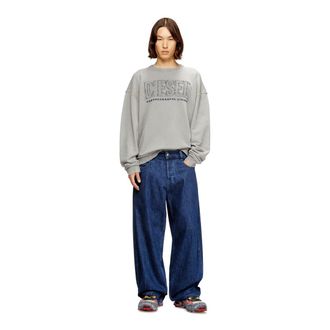 Diesel Cotton sweatshirt with appliqu&eacute; logo - Sweaters - Man - Grey