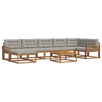vidaXL Conjunto De Sof&aacute;s De Exterior 8 Pcs Gris Natural Y Claro Vidaxl