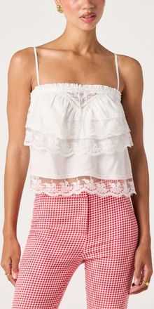 ASTR the Label Jazlyn Lace Detail Tiered Top in Ivory at Nordstrom, Size X-Small