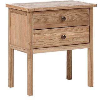 Beliani Comodino 2 cassetti portaoggetti in legno massiccio legno chiaro Salton