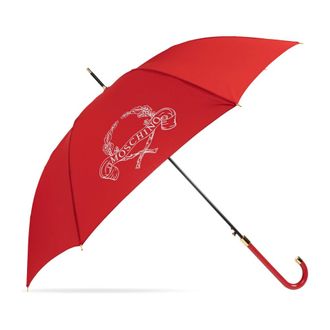 Moschino Accessoires, unisex, Rood, ONE Size, Polyester, Logo Paraplu