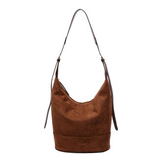 Generic Women Frosted PU Shoulder Bucket Bag w/Adjustable Shoulder Strap Daily (Brown)