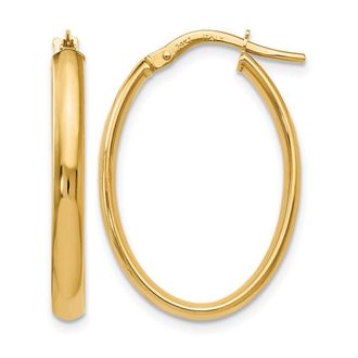 Diamond2Deal 14K Yellow Gold Oval Shape Hoop Earrings