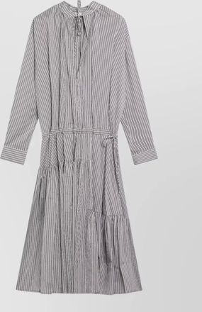 Dries Van Noten striped dress high neck long sleeves tiered