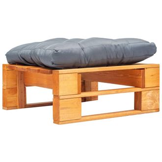 vidaXL Otomana De Palets De Jard&iacute;n Con Coj&iacute;n Gris Madera Marr&oacute;n Miel Vidaxl