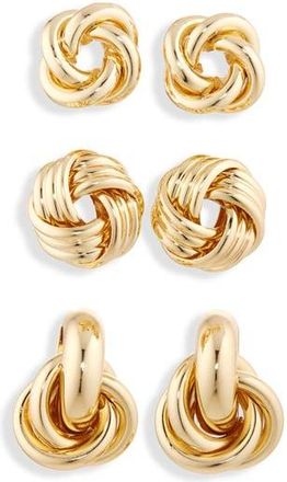 Tasha 3-Pack Assorted Doorknocker Stud Earrings in Gold at Nordstrom Rack