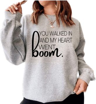 Generic Hamilton YOU WALK IN AND MY HEART GOES BOOM hamilton musical Sweatshirt (as8, alpha, l, regular, regular, GREY)