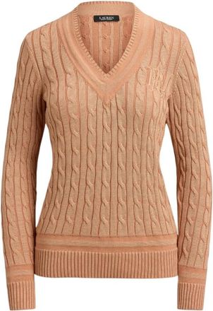 Ralph Lauren V-hals trui - Dames - V-hals truien - Roze - L - Katoen - Truien & Vesten