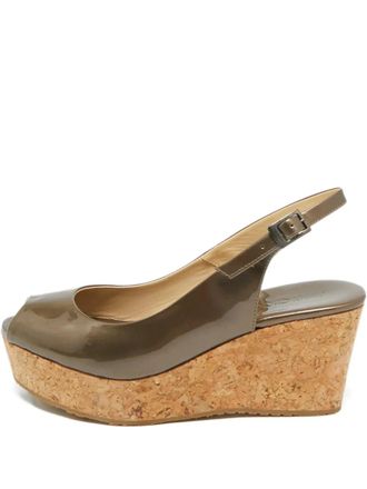 Jimmy Choo London Prova wedge sandals - women - Patent Calf Leather/Patent Calf Leather/Calf Leather/Rubber - 36.5 - Brown