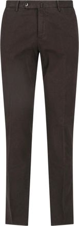 Pantaloni Torino Brown Mid-Rise Straight-Leg Cotton Formal Pants