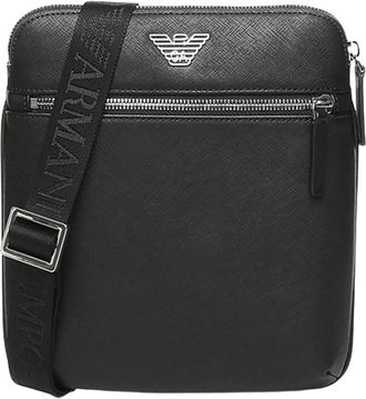 Emporio Armani Kleine Messenger Bag van Kunstleer - Heren - Schoudertassen - Zwart - ONE Size - Leer - Tassen