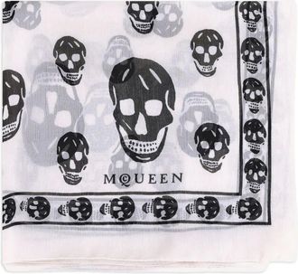 Alexander McQueen Foulard in seta con stampa - Bianco