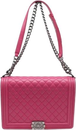 Chanel Pre-owned Boy New Schoudertas in Roze Kalfsleer - Dames - Vintage Schoudertas - Roze - ONE Size - Leer - Vintage