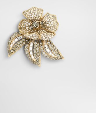 Dolce & Gabbana Flower Brooch With Rhinestones - Woman Bijoux Gold Metal Pz