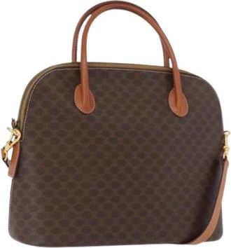 Celine Pre-owned Vintage Macadam Canvas Handtas - Dames - Vintage Handtas - Bruin - ONE Size - Leer - Vintage