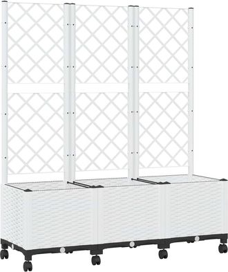 vidaXL Jardinera Con Enrejado Y Ruedas Blanco 120 X 40 X 146 Cm Pp Vidaxl