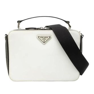 Prada Pre-owned Cross Body Bags, female, White, Size: ONE SIZE Pre-owned Saffiano Satchel