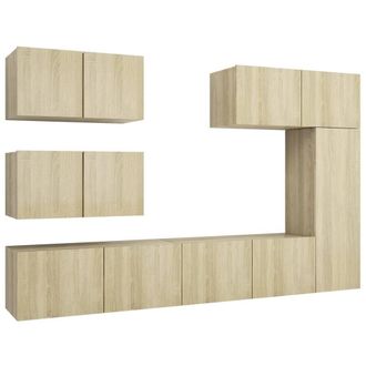 Berkfield Home 6 Piece TV Cabinet Set Sonoma Oak Engineered Wood in Light Oak