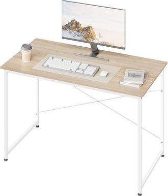 Woltu Tavolo da studio scrivania per computer, postazione di lavoro moderna per ufficio, tavolo da pranzo per casa e ufficio, 120x60 cm, Rovere Chiaro