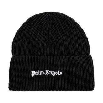 Palm Angels Accessoires, Heren, Zwart, ONE Size, Katoen, Katoenen muts met geborduurd logo