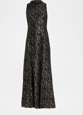 Shoshanna Flora Metallic Mock-Neck Maxi Dress