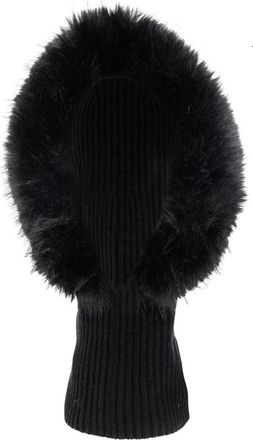 Balenciaga Wollen capuchon met imitatiebont - Dames - Accessoires - Zwart - Maat: ONE Size Wol