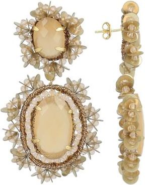 Lott. Gioielli Silk Double Pendant Earrings with Sequins in Taupe in Taupe/champagne/beige at Nordstrom